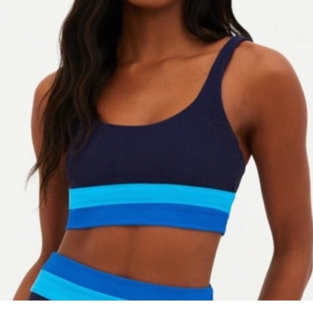 Beach Riot Mackenzie Bralette Bikini Top Marine Blue Size L